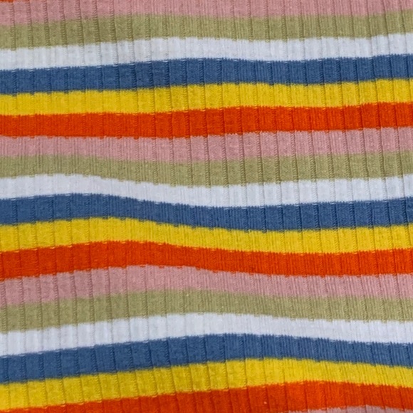 Rainbow Striped Button down Off the Shoulder Top - Picture 4 of 5